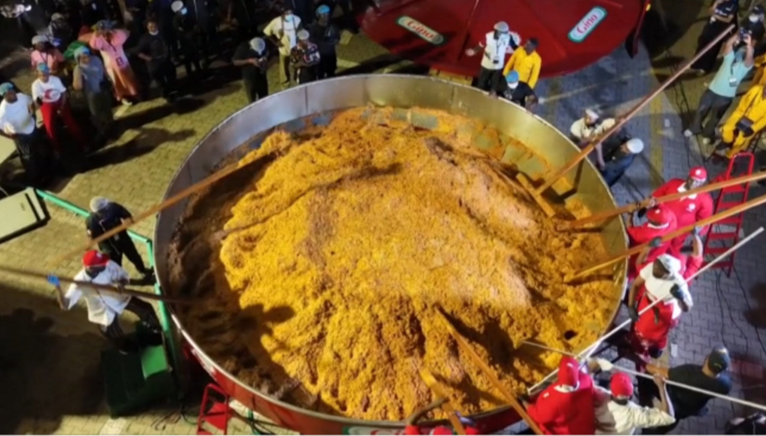 Pot breaks as Hilda Baci attempts to cook largest jollof rice dish