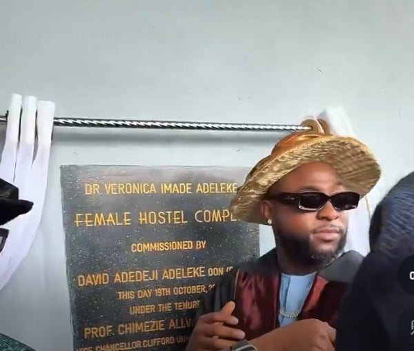 Davido unveils Abia private varsity hostel named after late mother