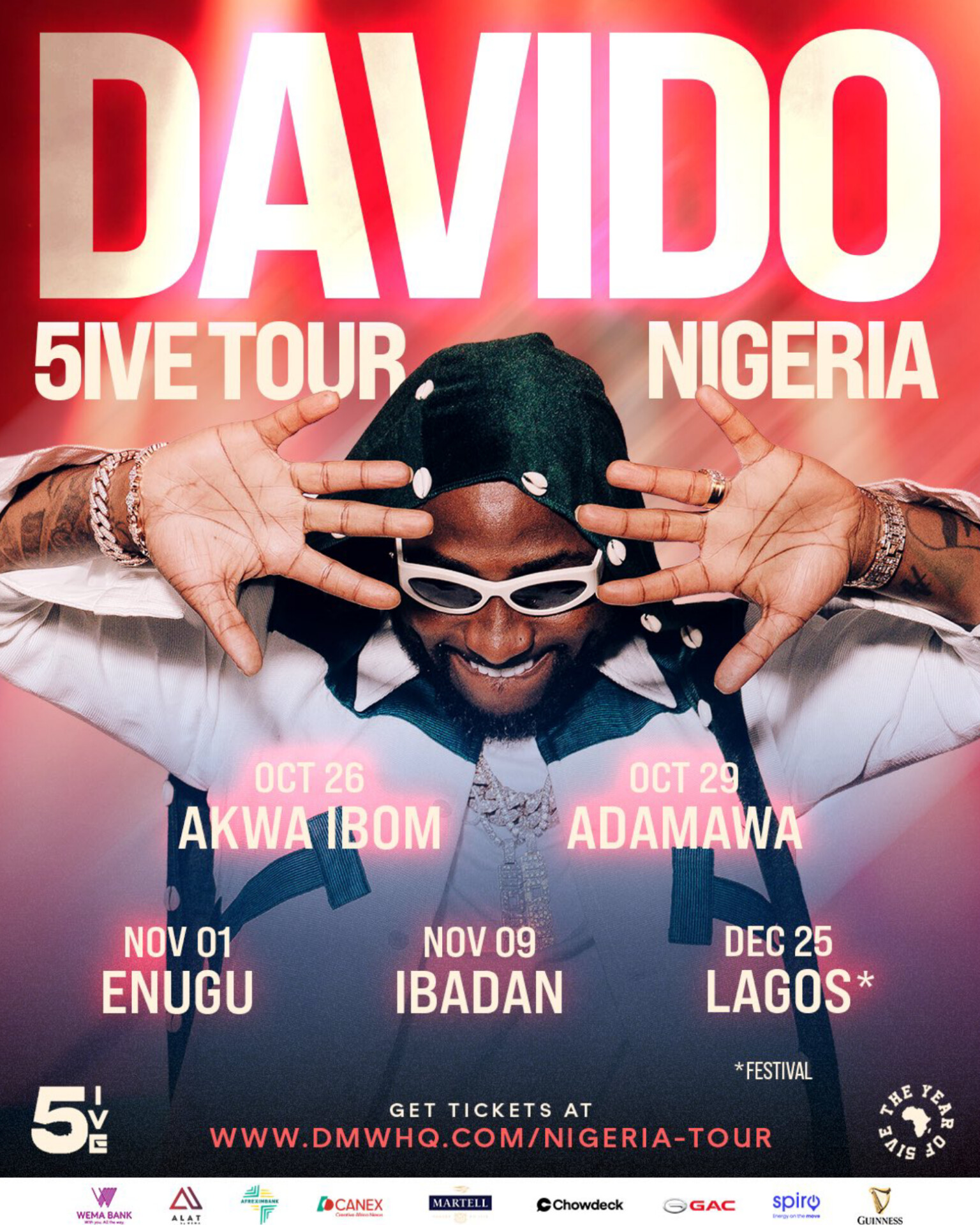 Davido to embark on massive concert tour in 5 states.