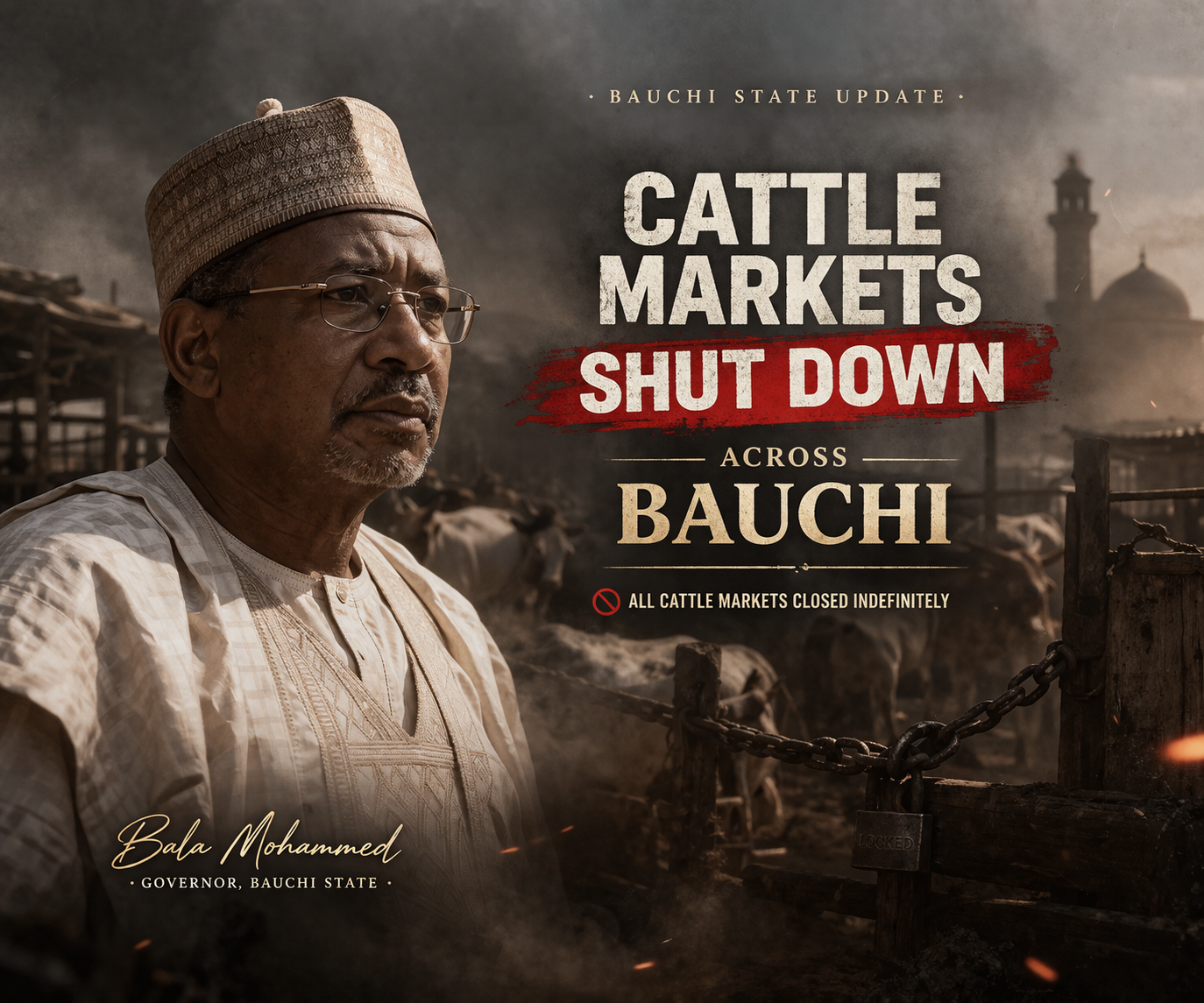 Bala Mohammed Shuts down 24 Cattle Markets: A Bold Gamble to Choke Bandit Financing in Bauchi